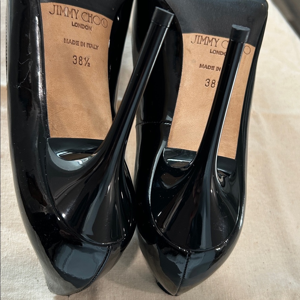 Jimmy Choo Abel Black Patent Stiletto Pump Size 38.5 - Picture 9 of 10